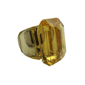Swarovski Lucient Cocktail Ring Octagon Yellow Crystal Gold Tone Size 52 / 5